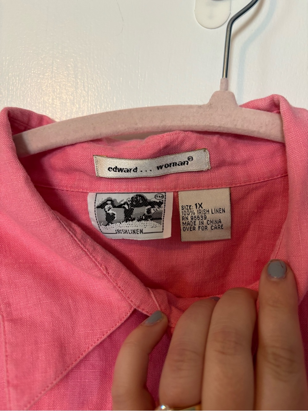 Vintage Lightweight Irish Linen Bright Pink Button-Up Shirt Women’s 1X - Picture 2 of 6
